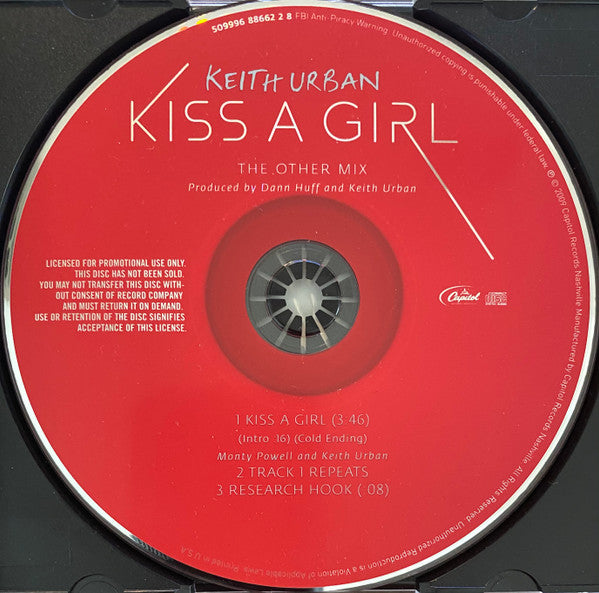 Keith Urban : Kiss A Girl (CD, Single, Promo)
