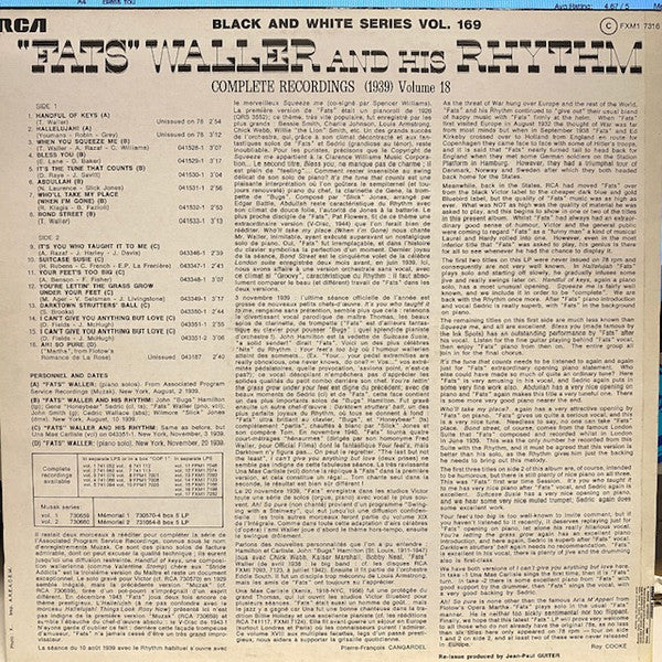 Fats Waller & His Rhythm : Complete Recordings Volume 18 (1939)  (LP, Comp, RE)