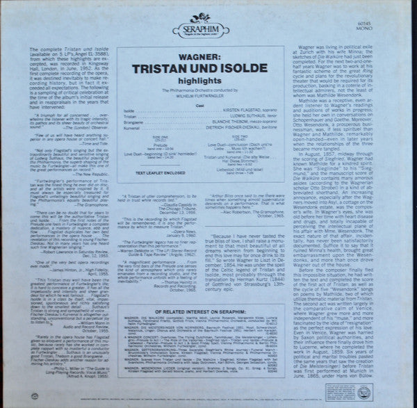 Wilhelm Furtwängler, Kirsten Flagstad : Wagner: Tristan Und Isolde (Highlights) (LP, Album, Mono)