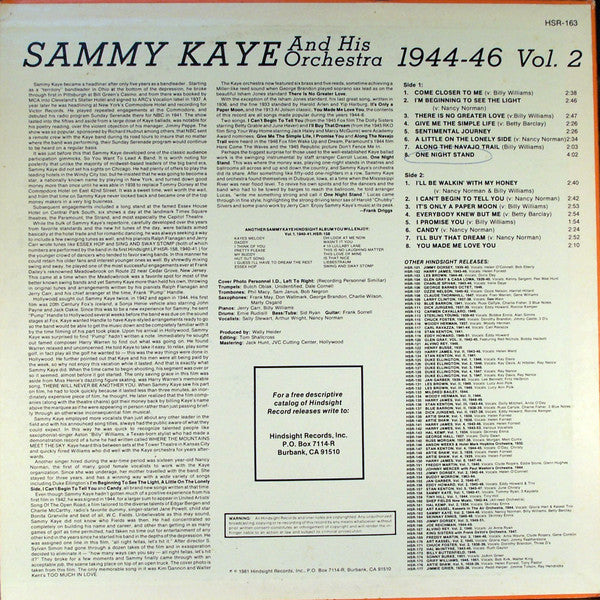 Sammy Kaye And His Orchestra Vocals: Nancy Norman, Billy Williams (4) : The Uncollected Sammy Kaye, Vol. 2, 1944-1946 (LP, Mono)