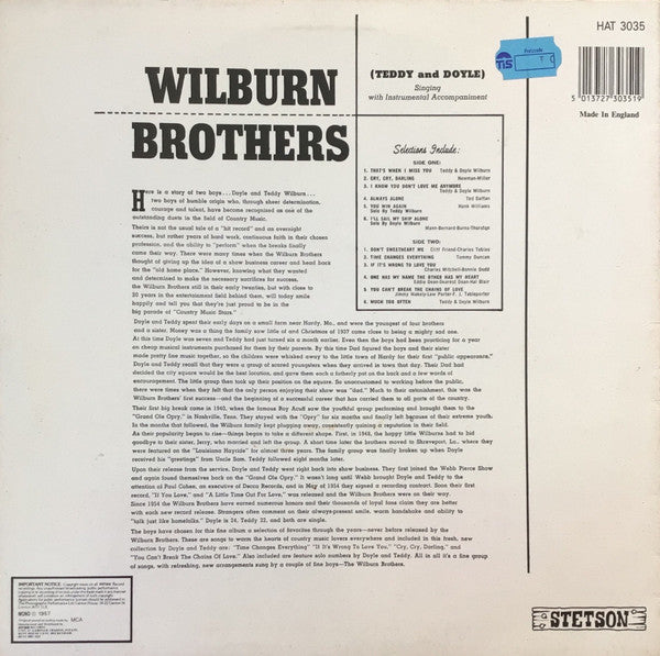 The Wilburn Brothers : Wilburn Brothers (Teddy And Doyle) (LP, Album, Mono, RE)