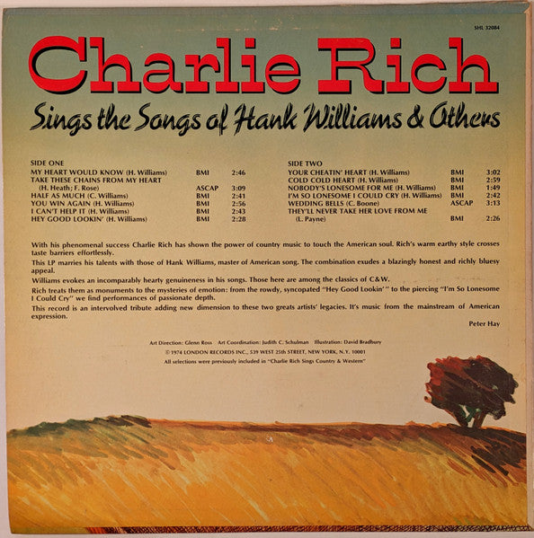 Charlie Rich : Charlie Rich Sings The Songs Of Hank Williams And Others (LP, RE)