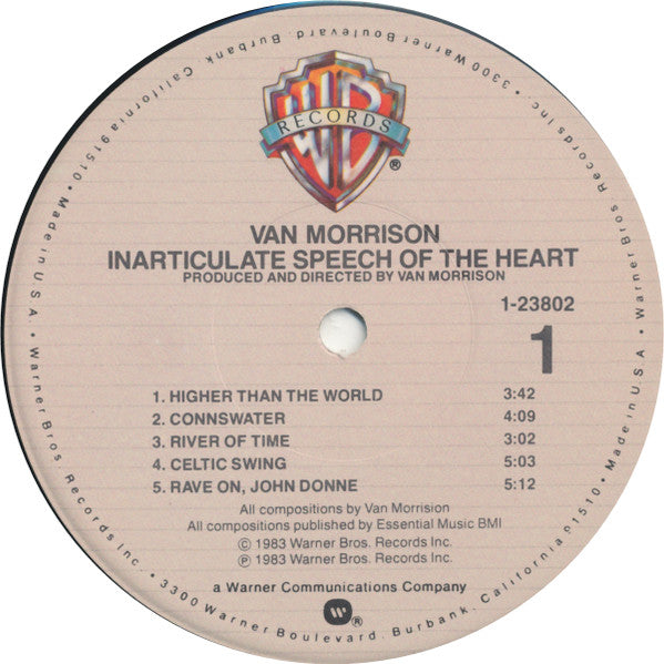 Van Morrison : Inarticulate Speech Of The Heart (LP, Album, Win)