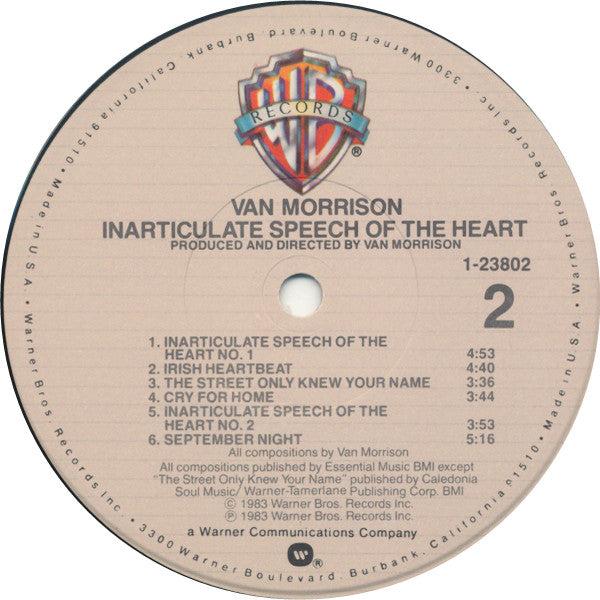 Van Morrison : Inarticulate Speech Of The Heart (LP, Album, Win)