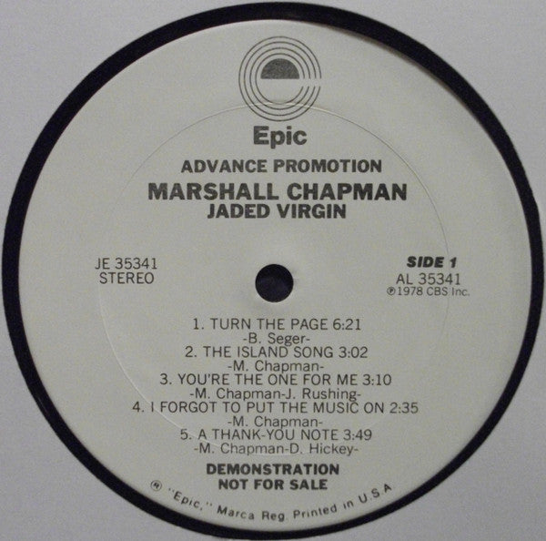 Marshall Chapman : Jaded Virgin (LP, Advance, Album, Promo)