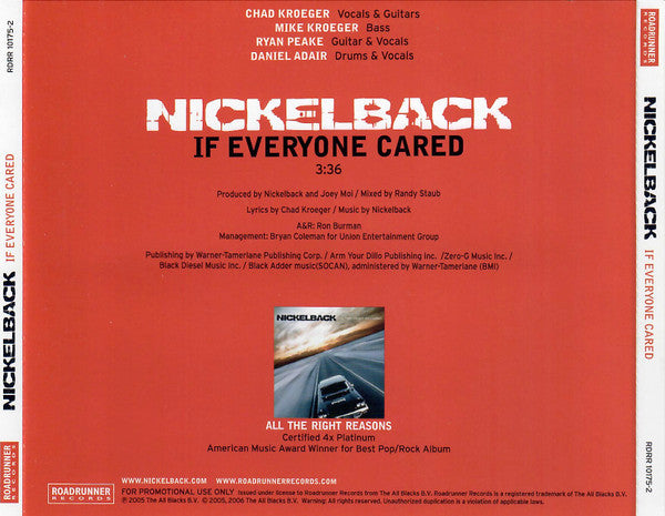 Nickelback : If Everyone Cared (CD, Single, Promo)