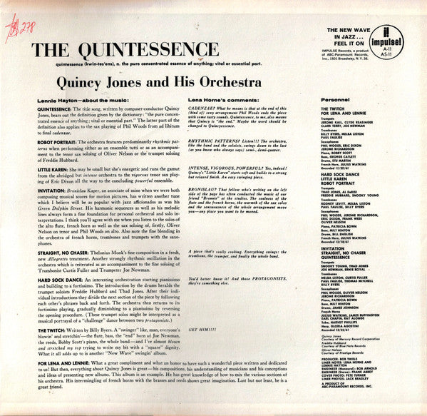Quincy Jones And His Orchestra : The Quintessence (LP, Album, RP)