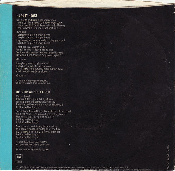 Bruce Springsteen : Hungry Heart (7", Single, Styrene)