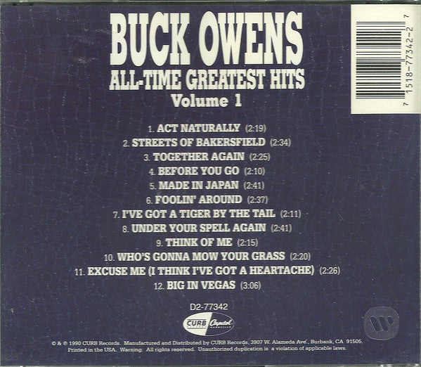 Buck Owens : All-Time Greatest Hits Volume 1 (CD, Comp)