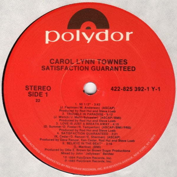 Carol Lynn Townes : Satisfaction Guaranteed (LP, Album)