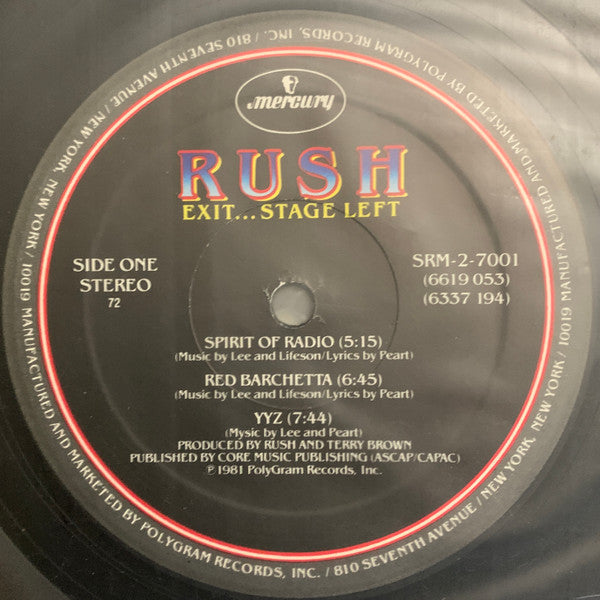 Rush : Exit...Stage Left (2xLP, Album, PRC)