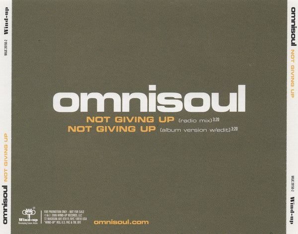Omnisoul : Not Giving Up (CD, Single, Promo)