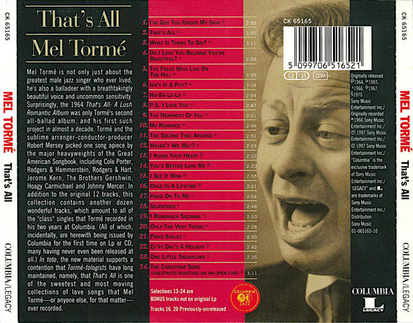 Mel Tormé : That's All (CD, Album, RE)