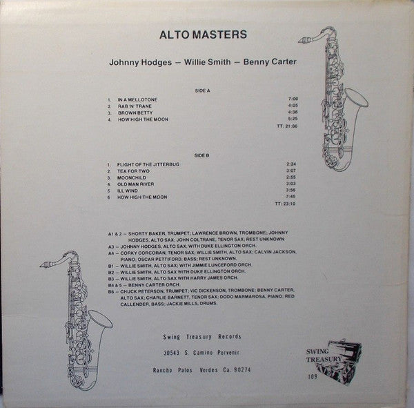 Johnny Hodges, Benny Carter, Willie Smith (2) : Great Moments in Jazz Vol.2: Alto Masters (LP, Comp)