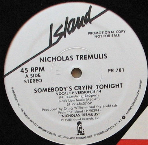 Nicholas Tremulis : Somebody's Cryin' Tonight (12", Promo)