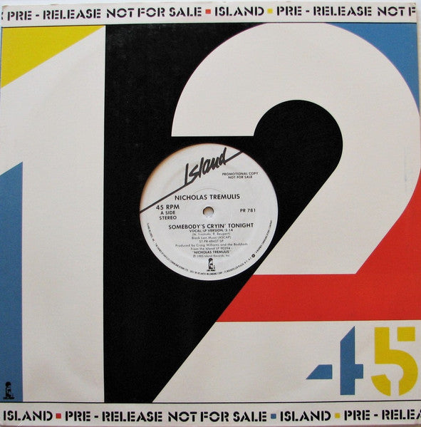 Nicholas Tremulis : Somebody's Cryin' Tonight (12", Promo)