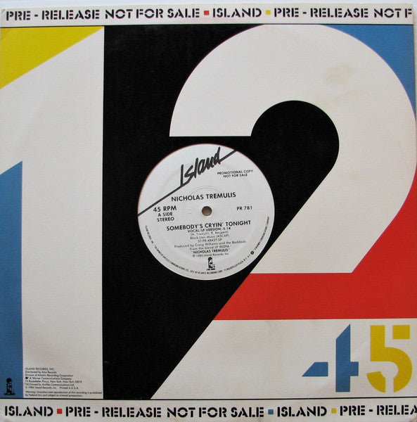 Nicholas Tremulis : Somebody's Cryin' Tonight (12", Promo)