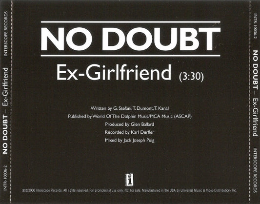 No Doubt : Ex-Girlfriend (CD, Single, Promo)