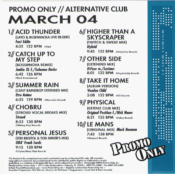 Various : Promo Only // Alternative Club March 04 (CD, Comp, Promo)