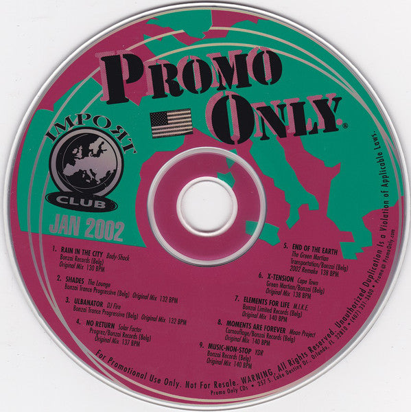 Various : Promo Only Import Club: January 2002 (CD, Comp, Promo)