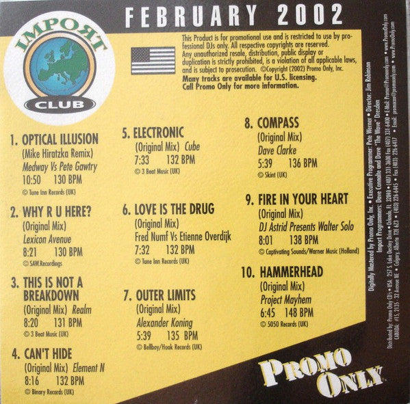 Various : Promo Only Import Club: February 2002 (CD, Comp, Promo)