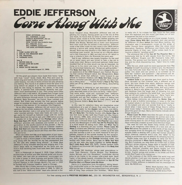 Eddie Jefferson : Come Along With Me (LP, Album, RP)