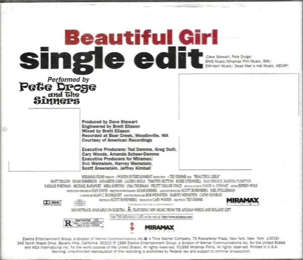 Pete Droge & The Sinners : Beautiful Girl (CD, Single, Promo)