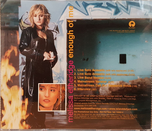 Melissa Etheridge : Enough Of Me (CD, Maxi, Promo)