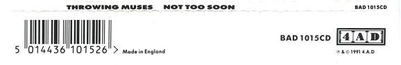 Throwing Muses : Not Too Soon (CD, Single)