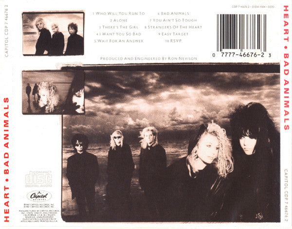 Heart : Bad Animals (CD, Album)