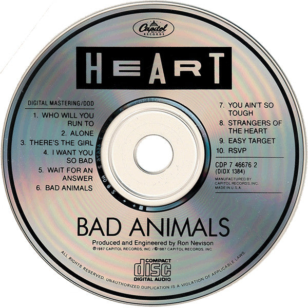 Heart : Bad Animals (CD, Album)