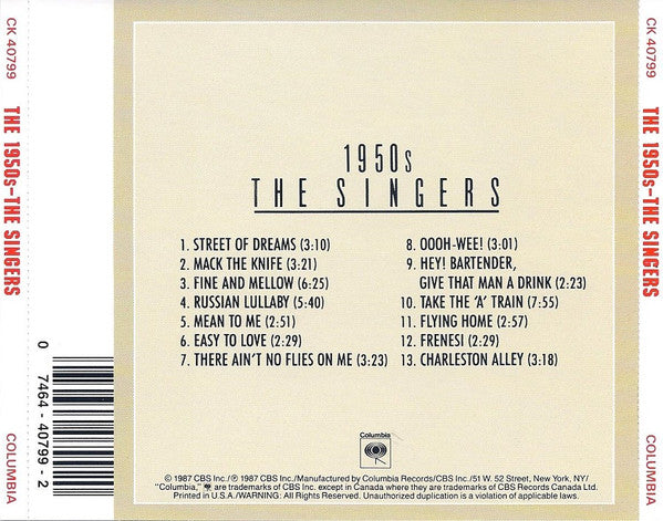 Various : The 1950's - The Singers (CD, Comp, RM)