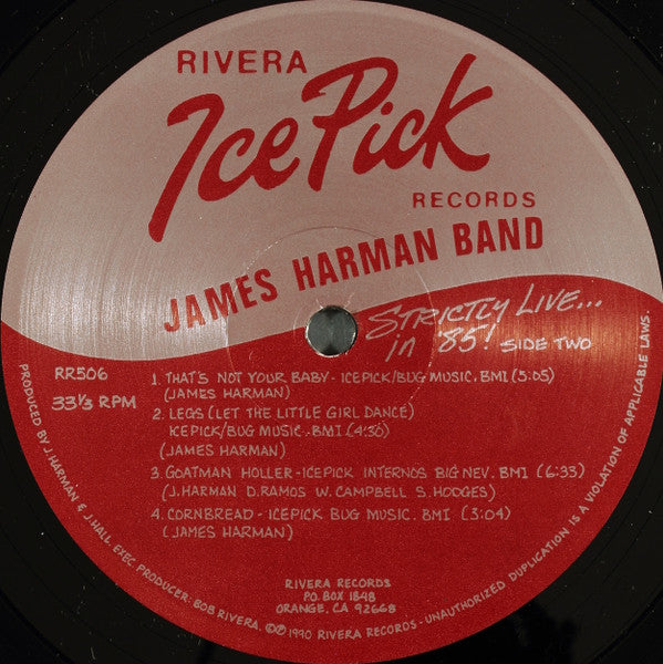 The James Harman Band :  Strictly Live... In '85! Vol. 1  (LP)