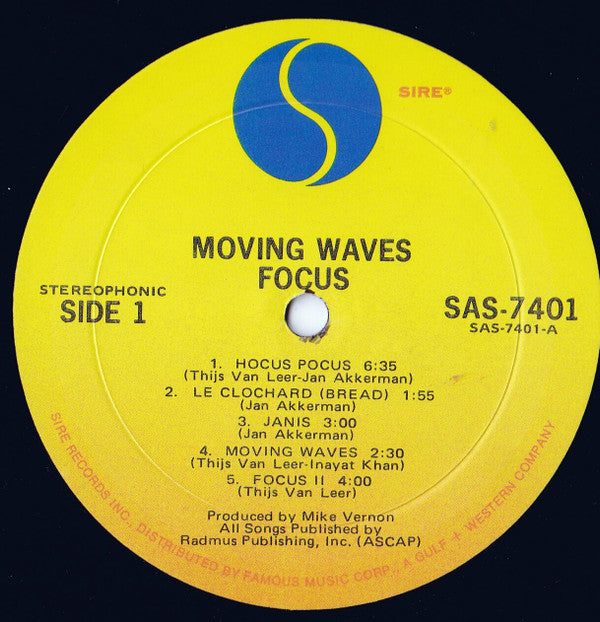 Focus (2) : Moving Waves (LP, Album, Mon)