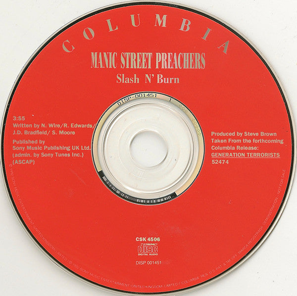 Manic Street Preachers : Slash N' Burn (CD, Single, Promo)