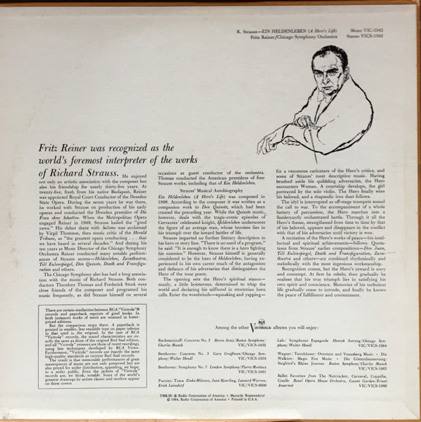 Richard Strauss, Fritz Reiner / Chicago Symphony Orchestra : Ein Heldenleben (LP, RE)