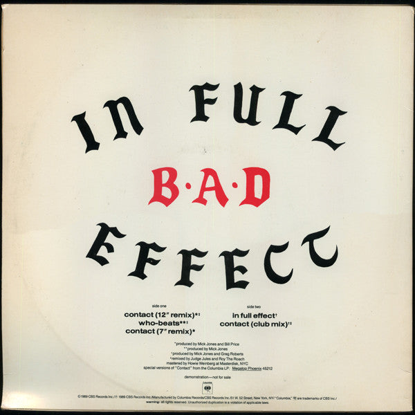 Big Audio Dynamite : Contact (12", Promo)