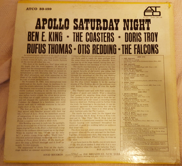 Various : Apollo Saturday Night (LP, Comp, Mono)