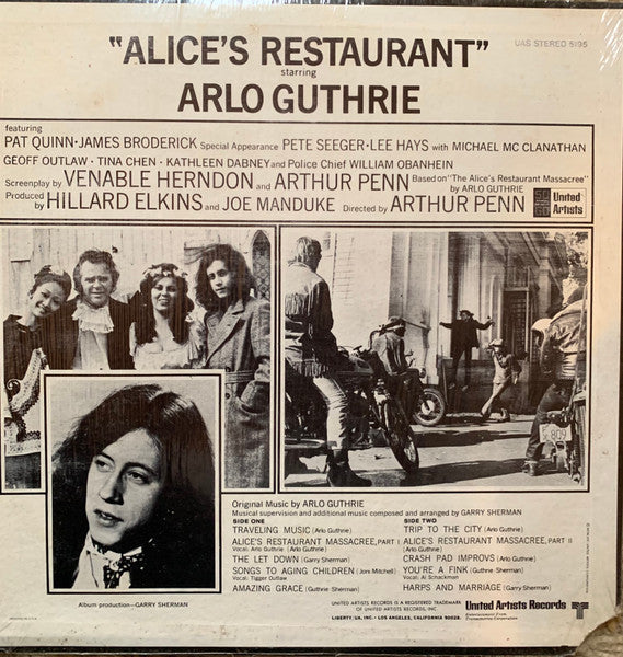 Arlo Guthrie, Garry Sherman : Alice's Restaurant (Original Motion Picture Score) (LP, Album)