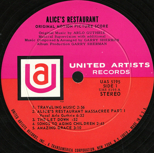 Arlo Guthrie, Garry Sherman : Alice's Restaurant (Original Motion Picture Score) (LP, Album)