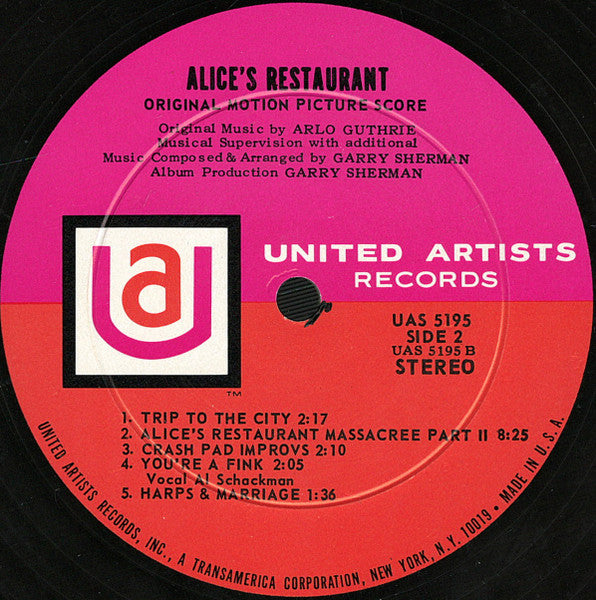 Arlo Guthrie, Garry Sherman : Alice's Restaurant (Original Motion Picture Score) (LP, Album)