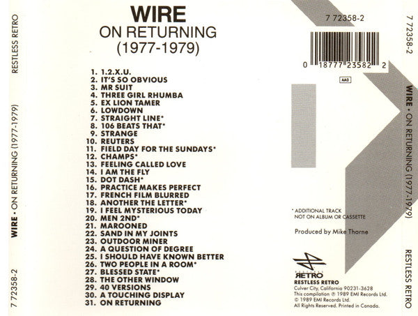 Wire : On Returning (1977-1979) (CD, Comp, Nim)