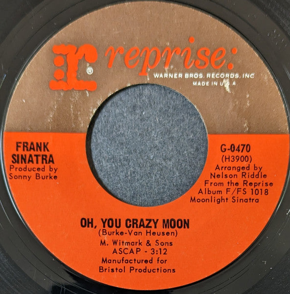 Frank Sinatra : Strangers In The Night / Oh, You Crazy Moon (7", Single, Styrene, Ter)