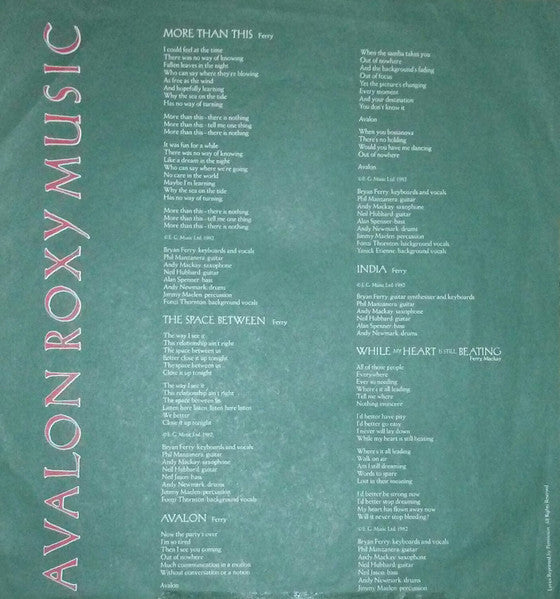 Roxy Music : Avalon (LP, Album)