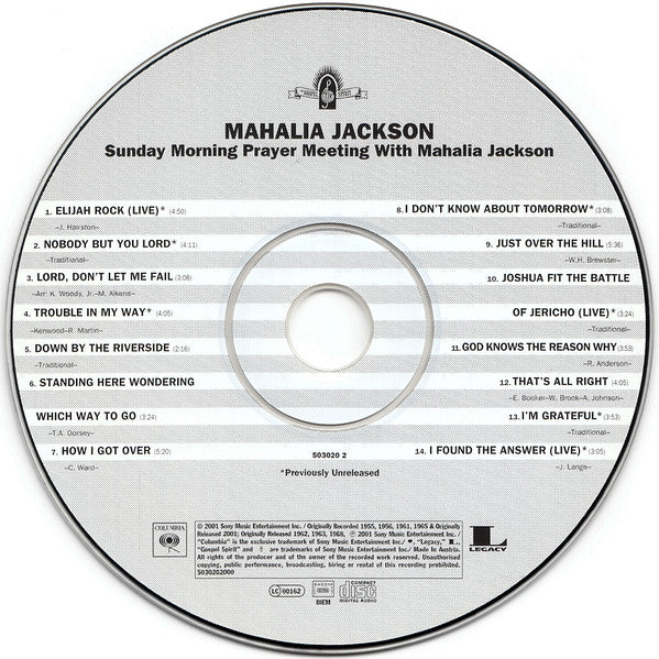 Mahalia Jackson : Sunday Morning Prayer Meeting With Mahalia Jackson (CD, Comp)