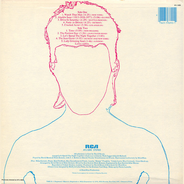 David Bowie : Aladdin Sane (LP, Album, RE)