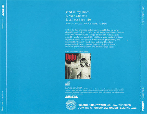 Dido : Sand In My Shoes (CD, Single, Enh, Promo)