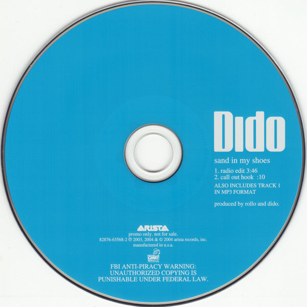 Dido : Sand In My Shoes (CD, Single, Enh, Promo)