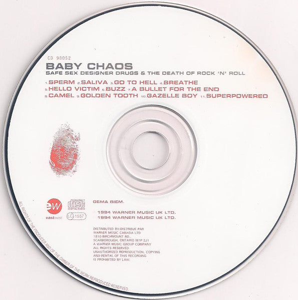 Baby Chaos : Safe Sex Designer Drugs & The Death Of Rock 'N' Roll (CD, Album)