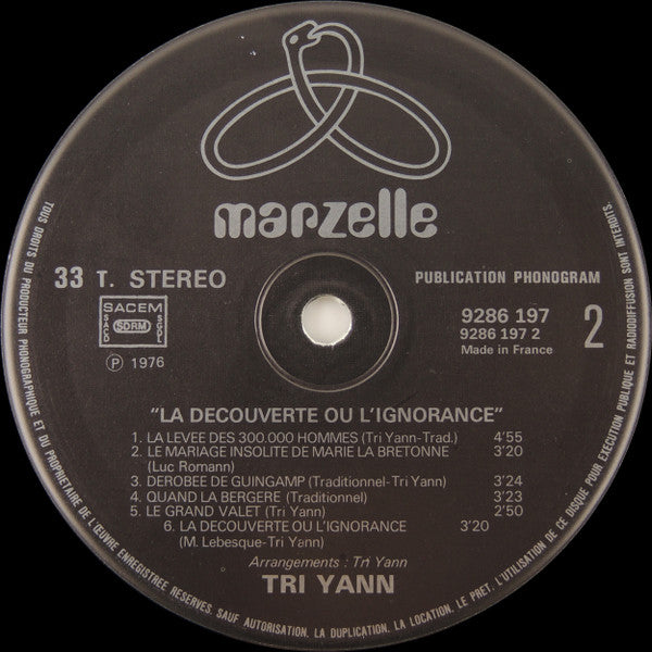 Tri Yann : La Découverte Ou L'ignorance (LP, Album, RE)